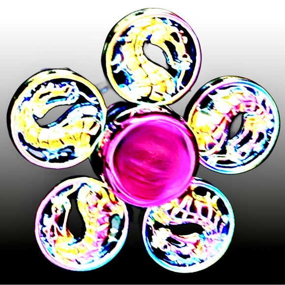 Heavy Duty Rainbow Dragon Circle Metallic Unique Metal Fidget Spinner - Picture 1 of 5